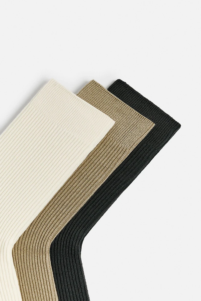 3-PACK RIBBED SOCKS