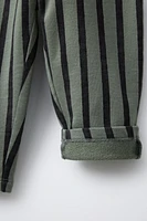 STRIPED FLEECE STRAIGHT-LEG PANTS