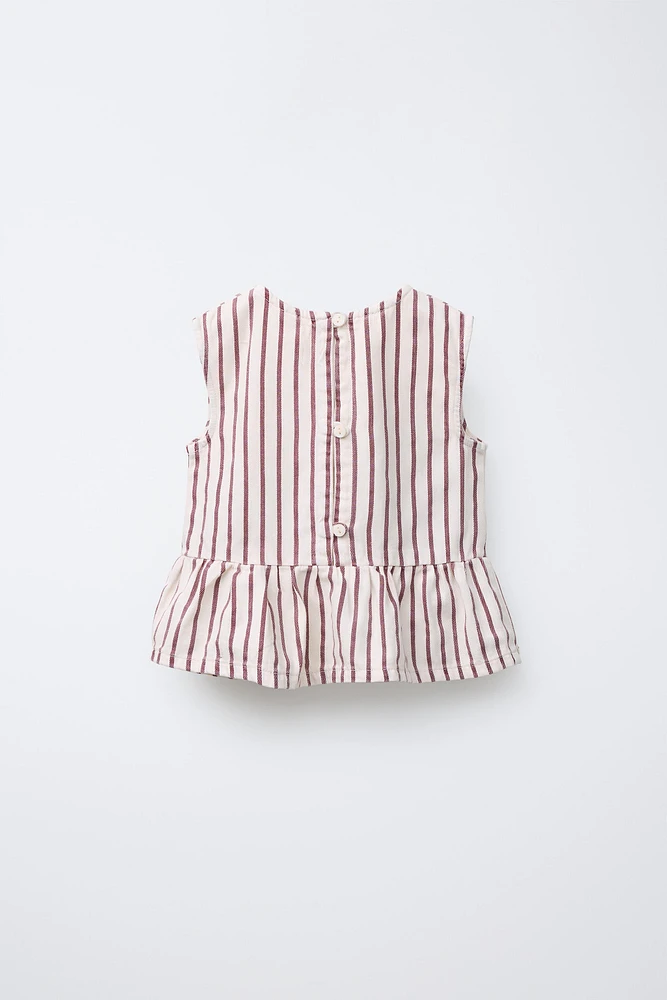 STRIPED TWILL TOP