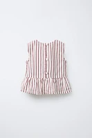 STRIPED TWILL TOP