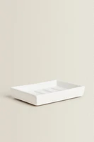 WHITE EARTHENWARE BATHROOM SOAP DISH