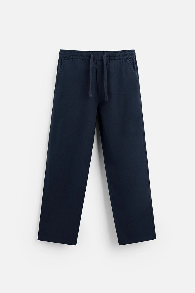 RELAXED FIT COTTON LINEN PANTS