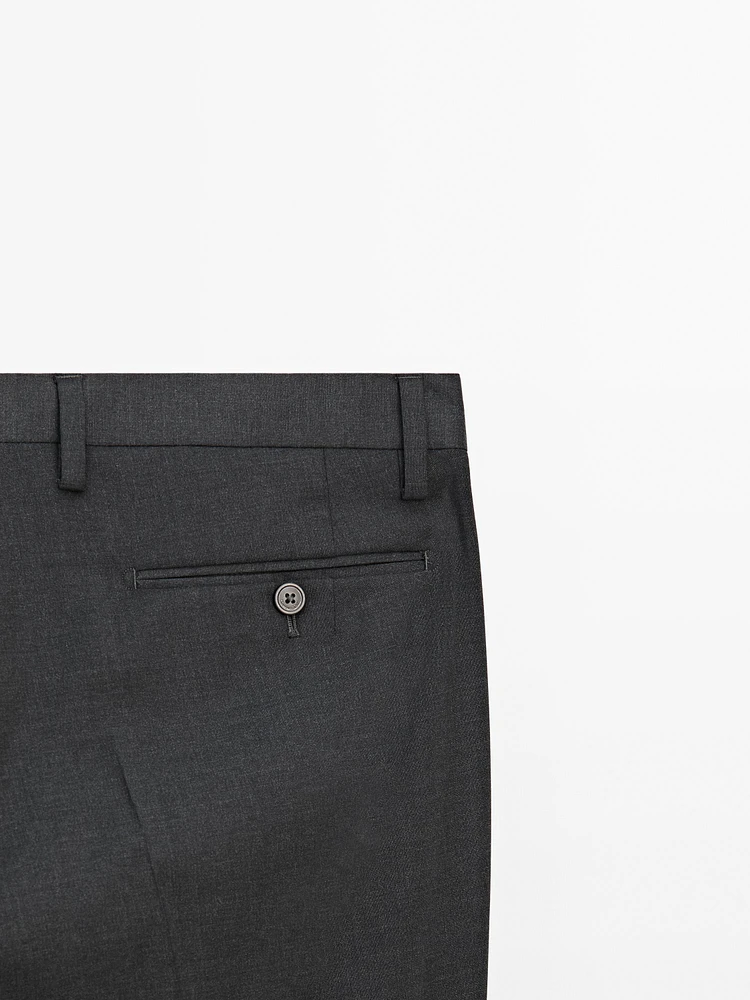 Plain wool suit pants