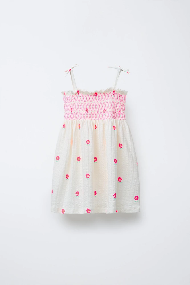 FLORAL ELASTIC STRAP DRESS