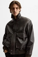 BLOUSON EN CUIR À POCHES