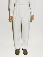Pantalon à double pince 100 % lin