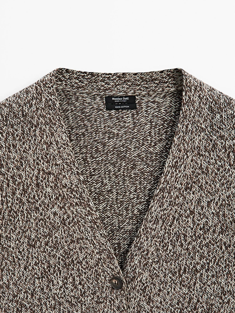 Mouliné V-neck long cardigan
