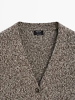 Mouliné V-neck long cardigan