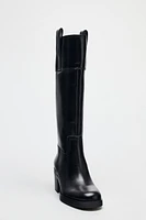 LEATHER KNEE HIGH BOOTS