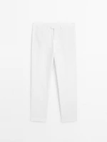 Pantalon tapered fit coton lin