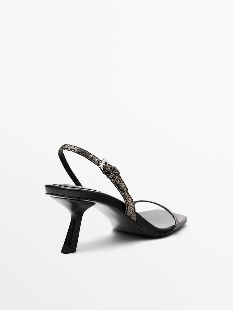Printed heeled strappy sandals
