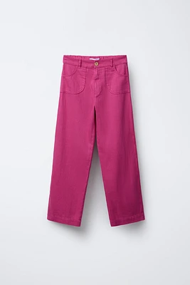 LINEN BLEND STRAIGHT PANTS