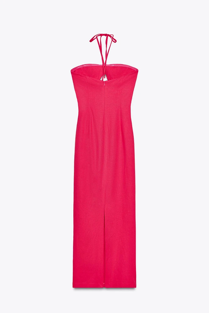 ROBE MIDI AJOURÉE AVEC LIN
