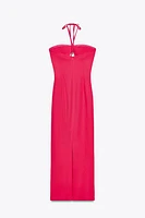 ROBE MIDI AJOURÉE AVEC LIN