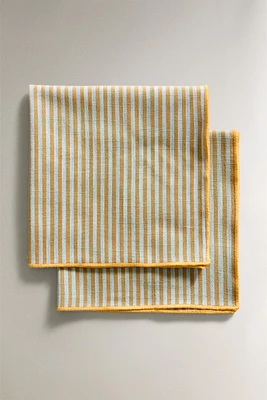 LOT SERVIETTES DE TABLE COTON RAYURES (LOT DE 2)