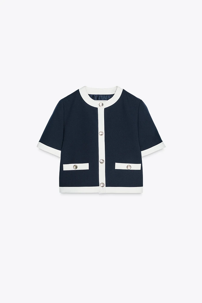 SHORT SLEEVE BLAZER WITH CONTRAST WELT