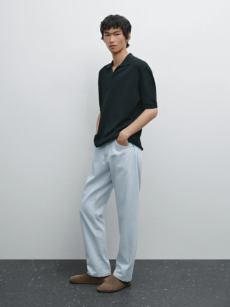 Mercerised cotton short sleeve polo shirt