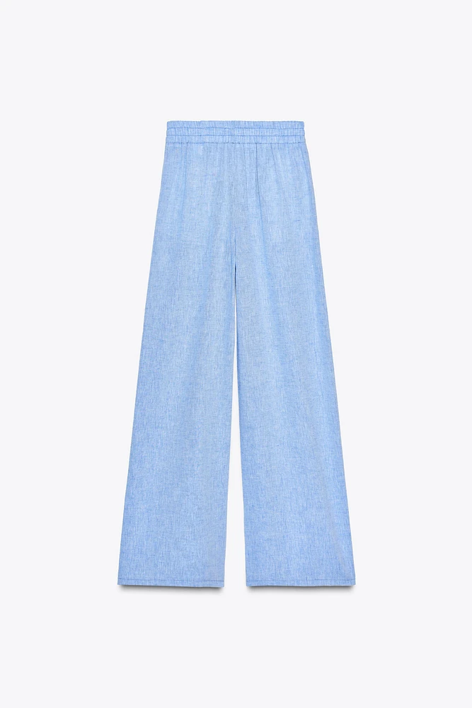 PANTALON LARGE AVEC LIN