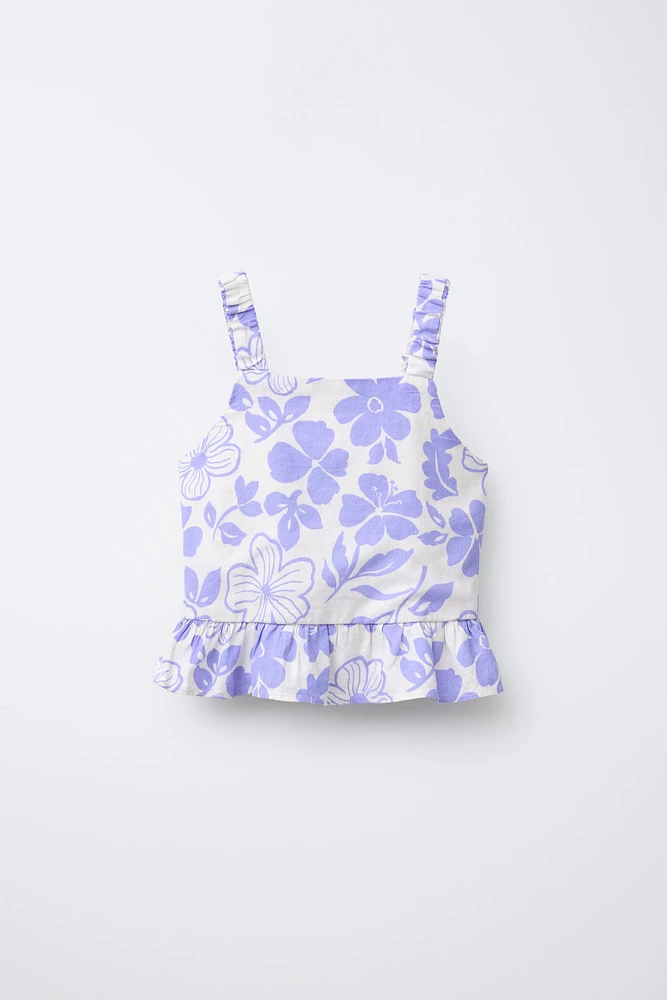 PRINTED LINEN TOP
