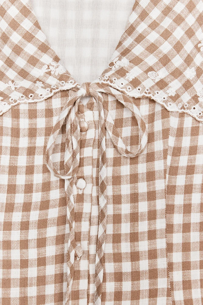 GINGHAM SHORT DRESS WITH PETER PAN COLLAR