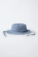 STRIPED TWILL BUCKET HAT