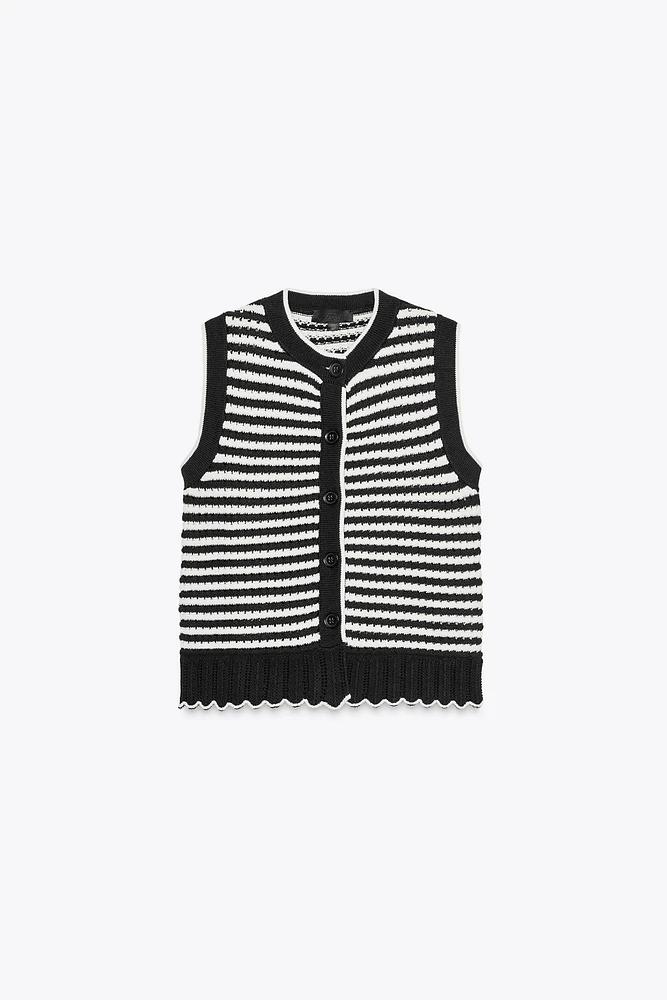 STRIPED KNIT VEST TOP