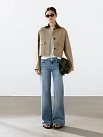 Veste avec col en cuir amovible