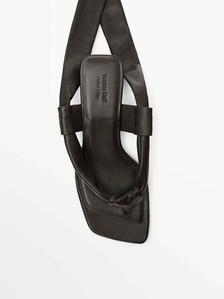 Sandales à talon avec nœud en cuir - Limited Edition
