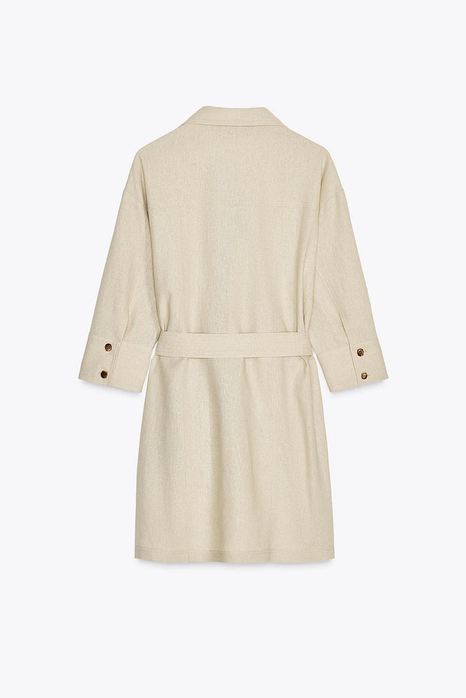 ROBE COURTE AVEC LIN CEINTURE