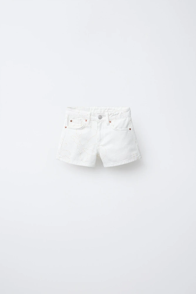 FLORAL DENIM SHORTS