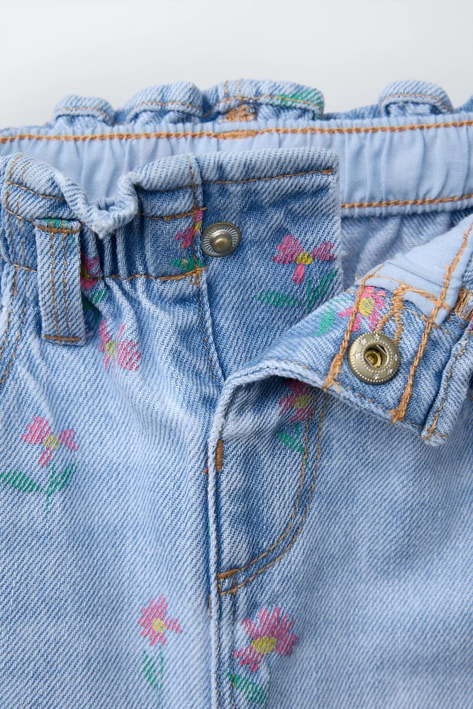 FLORAL PAPERBAG JEANS