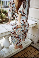 PRINTED POPLIN TIE DRESS