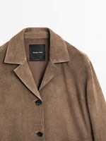 Blazer fluide en cuir finition daim