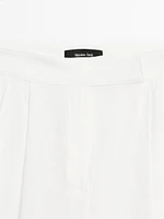 Linen blend darted palazzo trousers