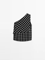 Checked top with asymmetric neckline