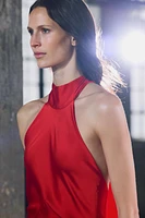 HALTER SATIN EFFECT DRESS