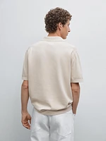 Cotton knit quarter-zip polo shirt