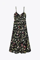 PRINTED MIDI DRESS WITH OPENWORK EMBROIDERY