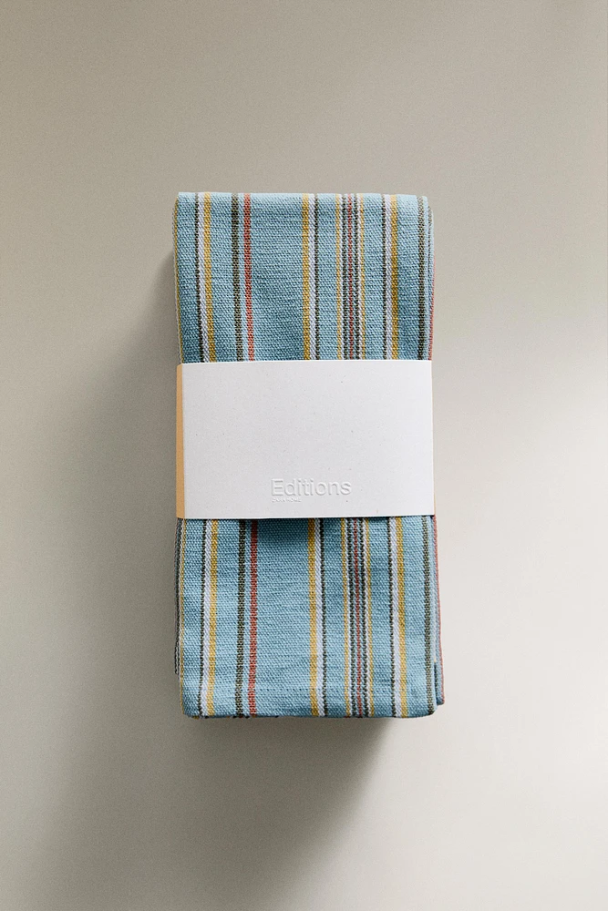 LOT SERVIETTES DE TABLE COTON RAYURES MULTICOLRES (LOT DE