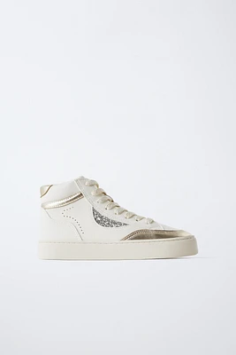 METALLIC HIGH-TOP SNEAKERS