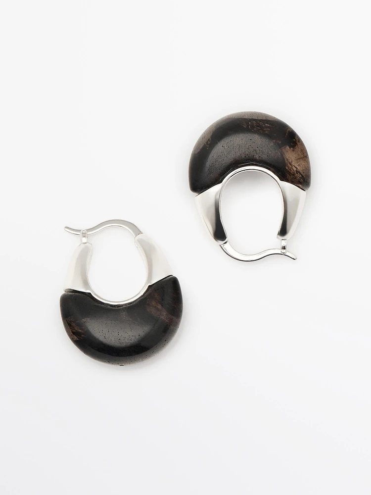 Ring earrings with natural stone
