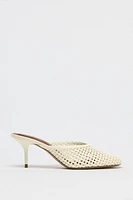 OPENWORK HEELED MULES