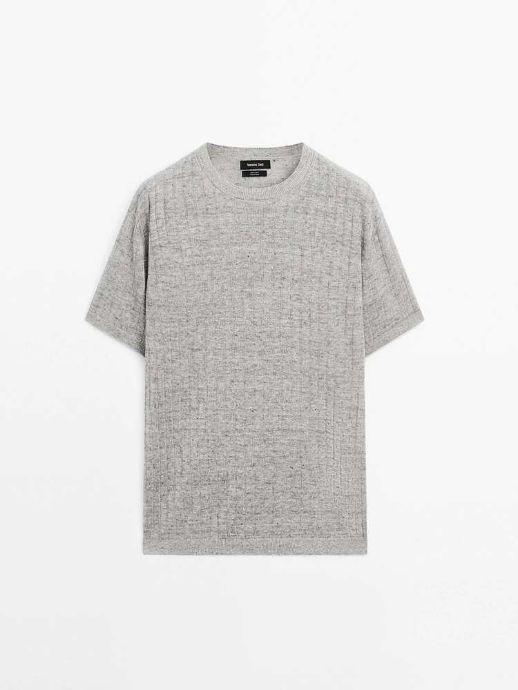 T-shirt en maille côtelée 100 % lin