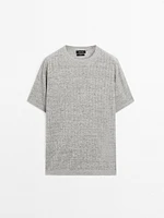 T-shirt en maille côtelée 100 % lin