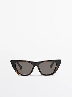 Tortoiseshell-effect cateye sunglasses