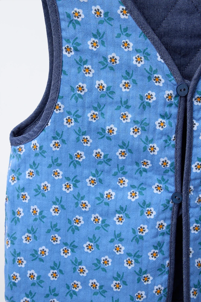 GILET RÉVERSIBLE À FLEURS