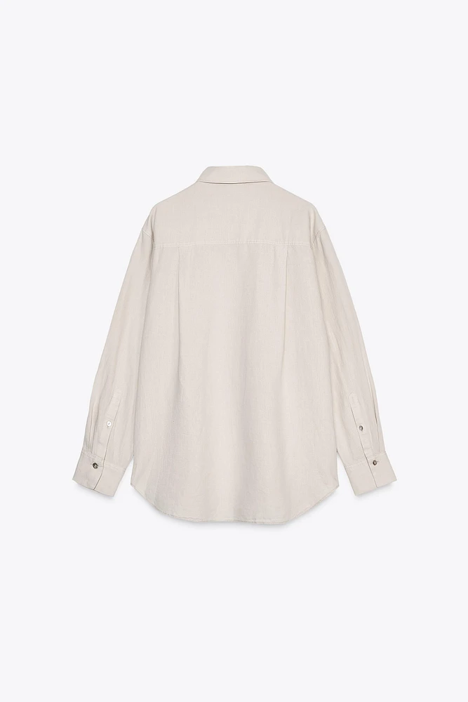 LINEN BLEND POCKET SHIRT ZW COLLECTION