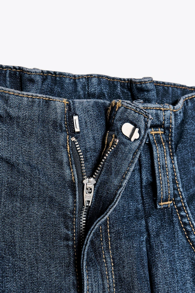 TRF HIGH-WAISTED PAPERBAG BELT JEANS