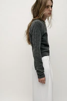 KNIT SWEATER WITH CONTRASTING PIPING