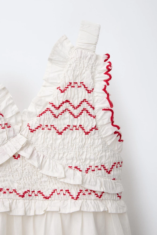 WATERMELON EMBROIDERED DRESS